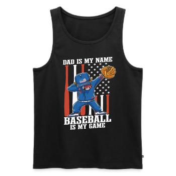 Papa est mon nom Le baseball est mon jeu - Débardeur bio Premium Homme - noir - Devant - Michal (187cm)