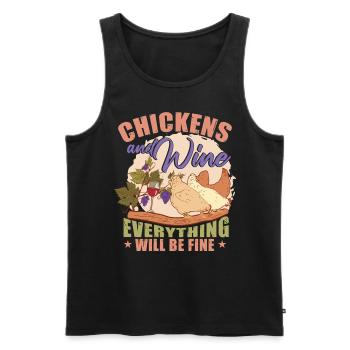 Funny Wine Chicken Farming - Men's Premium Organic Tank Top - black - Front - Michal (187cm)