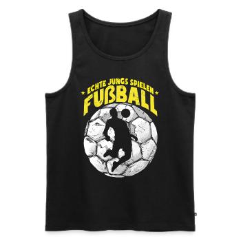 Echte Jungs Spielen Fußball Fußballspieler - Männer Premium Bio Tank Top - Schwarz - Vorne - Michal (187cm)