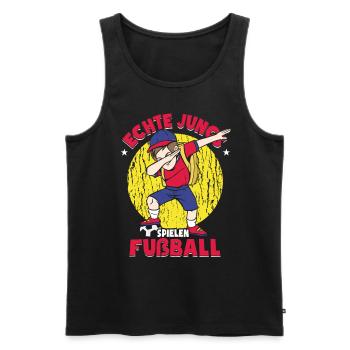 Echte Jungs Spielen Fußball - Männer Premium Bio Tank Top - Schwarz - Vorne - Michal (187cm)