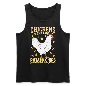 Les poulets sont comme des croustilles - Débardeur bio Premium Homme - noir - Devant - Michal (187cm)