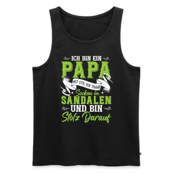 Ich bin der Papa mit Stil - Männer Premium Bio Tank Top - Schwarz - Vorne - Michal (187cm)
