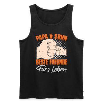Papa & Sohn - Männer Premium Bio Tank Top - Schwarz - Vorne - Michal (187cm)