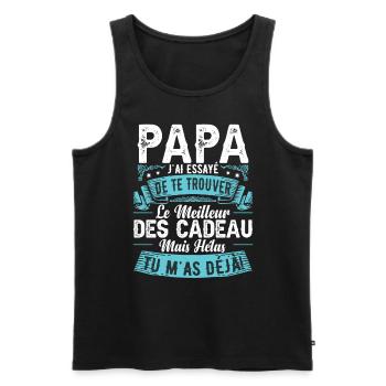 Drôle Fête Des Pères Papa Anniversaire - Débardeur bio Premium Homme - noir - Devant - Michal (187cm)