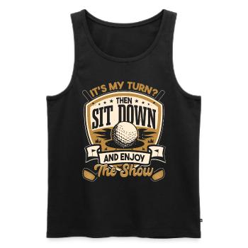 Funny Golf Dad Golfing Gift - Men's Premium Organic Tank Top - black - Front - AI Model Male 178 light (178cm)