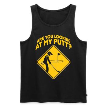 Schaust du dir meinen Putt Golf an? - Männer Premium Bio Tank Top - Schwarz - Vorne - AI Model Male 178 light (178cm)