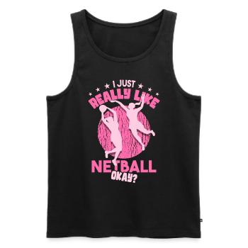 Netball Gift - Men's Premium Organic Tank Top - black - Front - AI Model Male 178 light (178cm)
