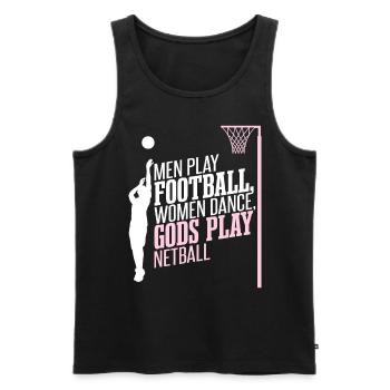 Gods Play Netball - Men's Premium Organic Tank Top - black - Front - AI Model Male 178 light (178cm)