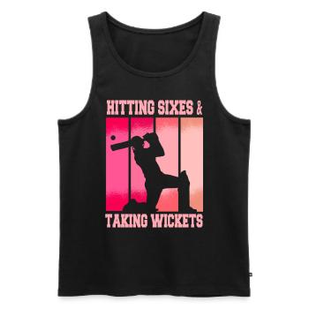 Women Funny Cricket Player - Men's Premium Organic Tank Top - black - Front - AI Model Male 178 light (178cm)