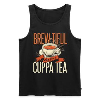 Tea Quote Funny Pun Tea Drinker - Men's Premium Organic Tank Top - black - Front - AI Model Male 178 light (178cm)
