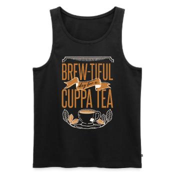 Funny Tea Pun - Men's Premium Organic Tank Top - black - Front - AI Model Male 178 light (178cm)