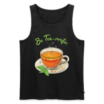 Tea Pun - Men's Premium Organic Tank Top - black - Front - AI Model Male 178 light (178cm)