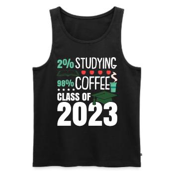 Café de la classe 2023 - Débardeur bio Premium Homme - noir - Devant - AI Model Male 178 light (178cm)