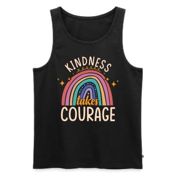 Freundlichkeit braucht Mut | Mobbing-Prävention - Männer Premium Bio Tank Top - Schwarz - Vorne - Michal (187cm)