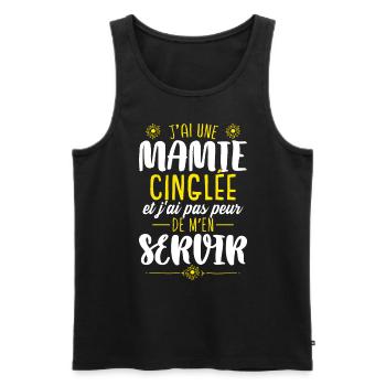 J'Ai Une Mamie Cinglée - Débardeur bio Premium Homme - noir - Devant - Michal (187cm)