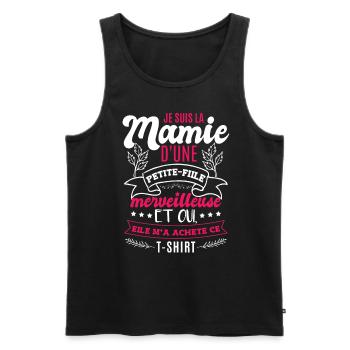 Drôle Petite Fille Grand Mère Fête Des Mères - Débardeur bio Premium Homme - noir - Devant - AI Model Male 178 light (178cm)