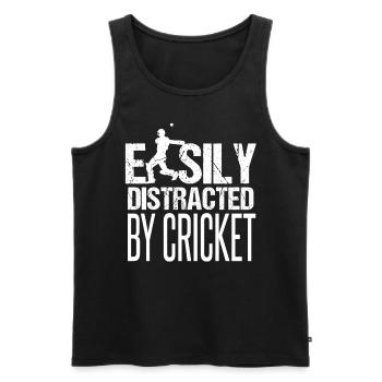 Easily Distracted By Cricket - Men's Premium Organic Tank Top - black - Front - AI Model Male 178 light (178cm)