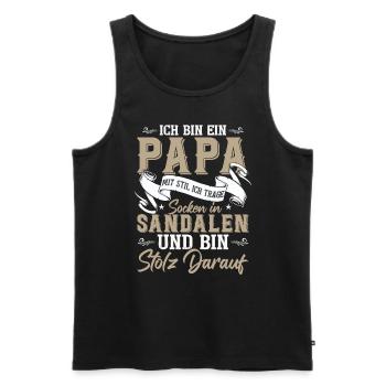 Ich bin der Papa mit Socken in Sandalen - Männer Premium Bio Tank Top - Schwarz - Vorne - AI Model Male 178 light (178cm)
