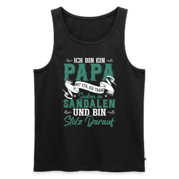 Ich bin ein Papa mit Stil - Männer Premium Bio Tank Top - Schwarz - Vorne - Michal (187cm)