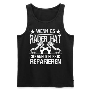 Wenn Es Räder Hat Kann Ich Es Reparieren - Männer Premium Bio Tank Top - Schwarz - Vorne - Michal (187cm)