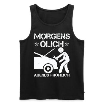 Morgens Ölich Abends Fröhlich | KFZ Mechaniker - Männer Premium Bio Tank Top - Schwarz - Vorne - Michal (187cm)