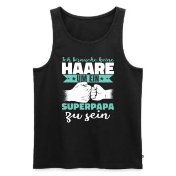 Ich brauche keine Haare um ein Superpapa zu sein - Männer Premium Bio Tank Top - Schwarz - Vorne - AI Model Male 178 light (178cm)