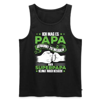 Papa Superpapa Sprüche - Männer Premium Bio Tank Top - Schwarz - Vorne - AI Model Male 178 light (178cm)