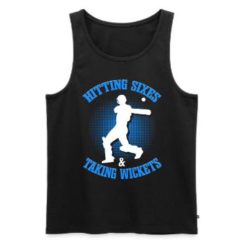 Hitting Sixes & Taking Wickets | Cricket - Men's Premium Organic Tank Top - black - Front - AI Model Male 178 light (178cm)