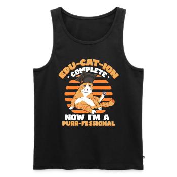 Funny Graduation Cat - Men's Premium Organic Tank Top - black - Front - Michal (187cm)
