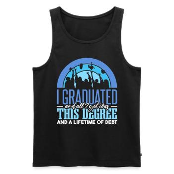 Ich habe meinen Abschluss gemacht und alles, was ich bekommen habe, war das - Männer Premium Bio Tank Top - Schwarz - Vorne - AI Model Male 178 light (178cm)