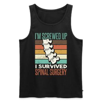 Spinal Surgery Funny Back Spinal Fusion - Men's Premium Organic Tank Top - black - Front - Michal (187cm)