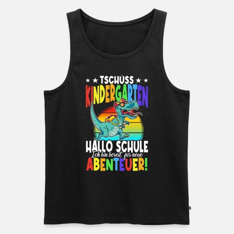 Dinosaurier Schulkind Einschulung Schulstart - Männer Premium Bio Tank Top - Schwarz
