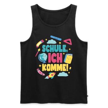Schule ich Komme Einschulung Schulstart - Männer Premium Bio Tank Top - Schwarz - Vorne - Michal (187cm)
