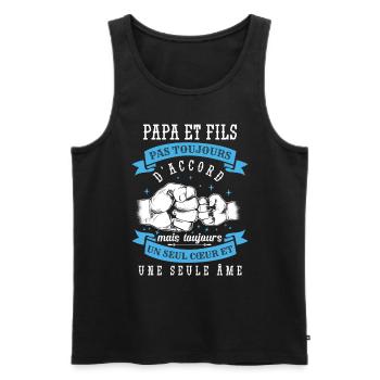 Humour Papa Et Fils Fête Des Pères - Débardeur bio Premium Homme - noir - Devant - AI Model Male 178 light (178cm)