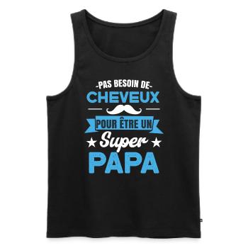 Papa drôle de dicton fête des pères - Débardeur bio Premium Homme - noir - Devant - Michal (187cm)