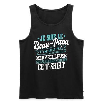 Idée Cadeau Fête Des Pères Beau-Papa - Débardeur bio Premium Homme - noir - Devant - Michal (187cm)