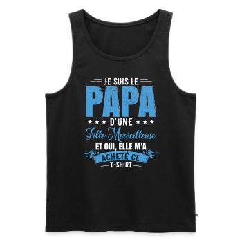 Papa Humour Fille - Débardeur bio Premium Homme - noir - Devant - Michal (187cm)