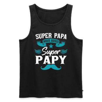 Drôle Fête Des Pères Papy - Débardeur bio Premium Homme - noir - Devant - Michal (187cm)