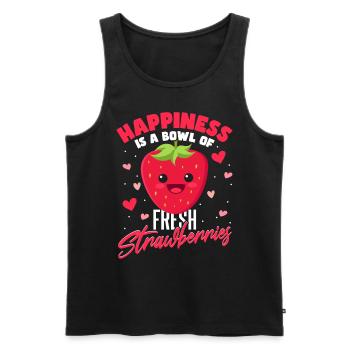 Glück ist eine Schüssel mit frischen Erdbeeren - Männer Premium Bio Tank Top - Schwarz - Vorne - AI Model Male 178 light (178cm)