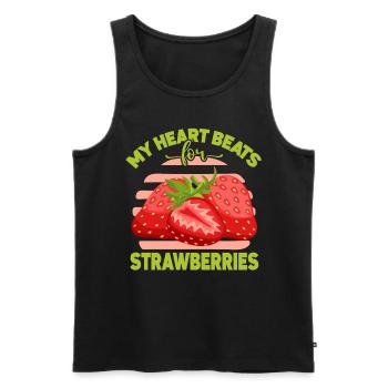 Mein Herz schlägt für Erdbeeren - Männer Premium Bio Tank Top - Schwarz - Vorne - AI Model Male 178 light (178cm)