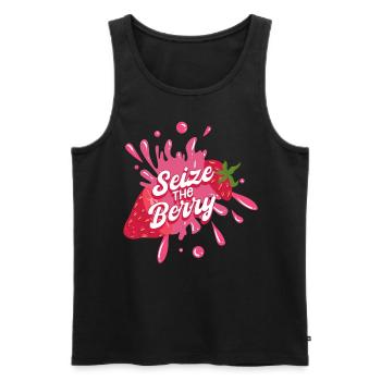 Fraise de fruits - Débardeur bio Premium Homme - noir - Devant - AI Model Male 178 light (178cm)