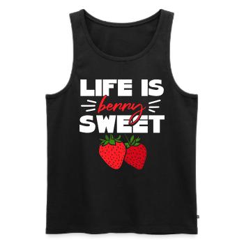 Das Leben ist eine süße Erdbeere - Männer Premium Bio Tank Top - Schwarz - Vorne - AI Model Male 178 light (178cm)