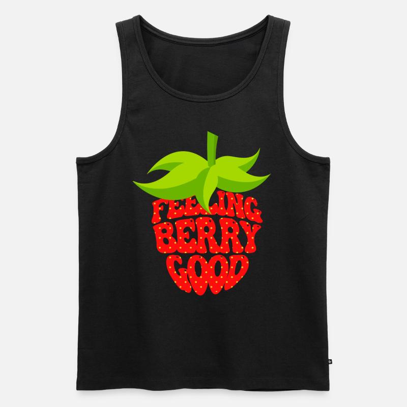 Niedliche Erdbeere - Männer Premium Bio Tank Top - Schwarz