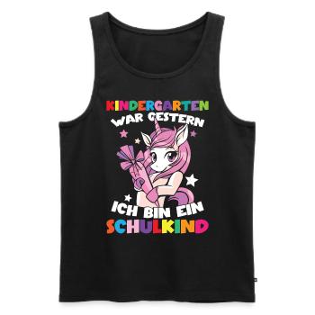 Ich bin ein Schulkind Einschulung Einhorn - Männer Premium Bio Tank Top - Schwarz - Vorne - Michal (187cm)