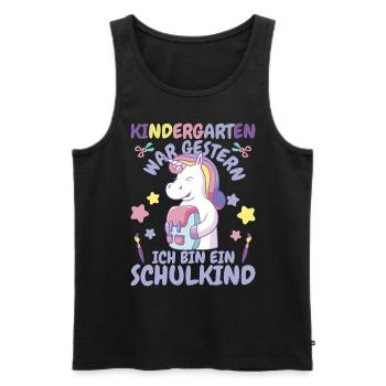 Ich bin ein Schulkind Einhorn - Männer Premium Bio Tank Top - Schwarz - Vorne - Michal (187cm)