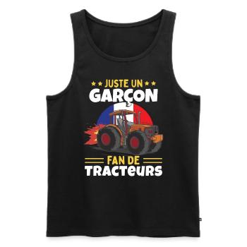 Enfant Tracteur Humour - Débardeur bio Premium Homme - noir - Devant - AI Model Male 178 light (178cm)