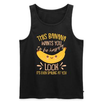 Banane Kawaii mignonne - Débardeur bio Premium Homme - noir - Devant - Michal (187cm)