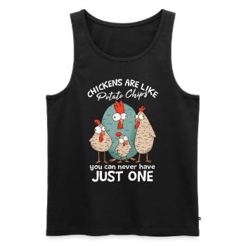Les poulets sont comme des croustilles - Débardeur bio Premium Homme - noir - Devant - Michal (187cm)