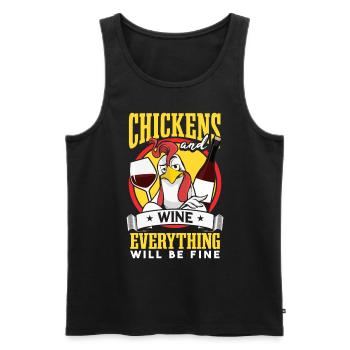 Poulets et vin | Éleveur de poulets - Débardeur bio Premium Homme - noir - Devant - Michal (187cm)