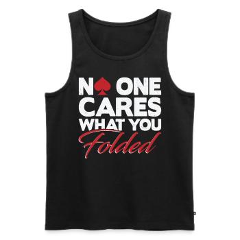 Niemand kümmert sich darum, was du gefaltet hast - Männer Premium Bio Tank Top - Schwarz - Vorne - Michal (187cm)